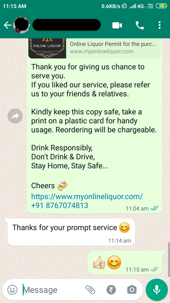 Myonlineliquor.com Testimonial 1: Thanks for your prompt service 