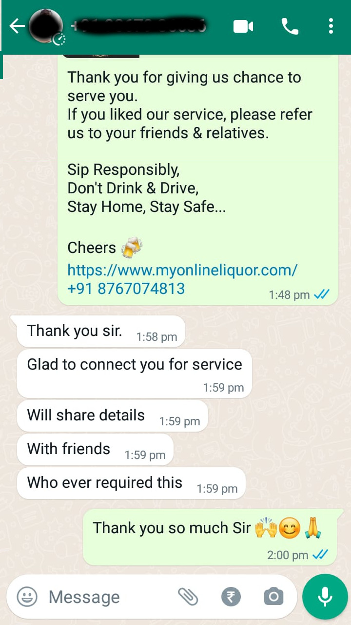 Myonlineliquor.com Testimonial 12: Glad to connect you for service