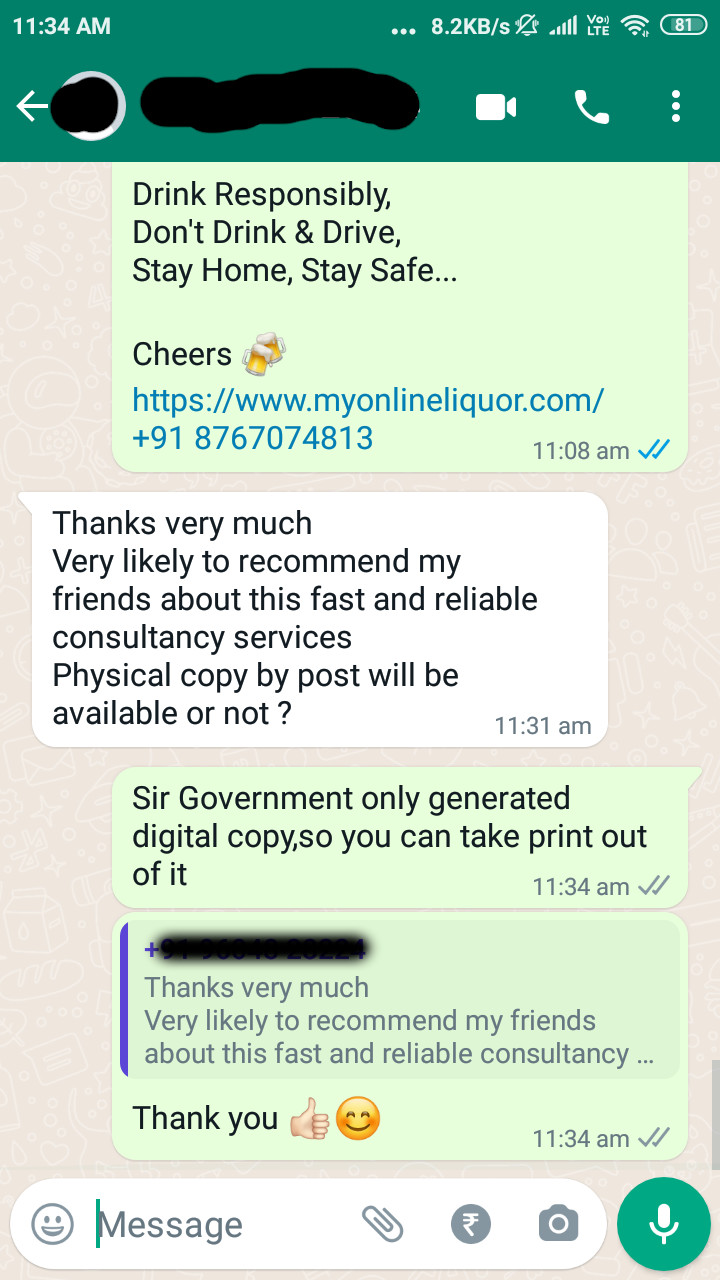 Myonlineliquor.com Testimonial 2: Thanks very much Very likely to recommend my friends about this fast and reliable consultancy services 