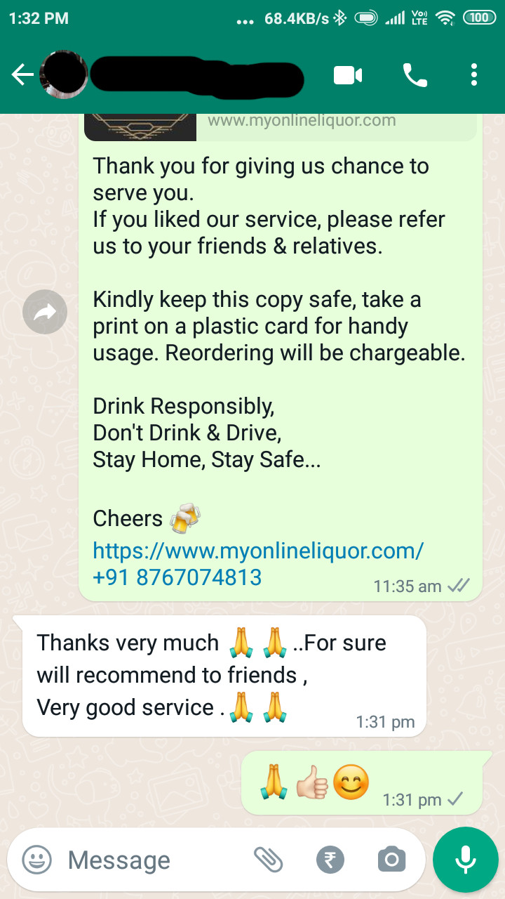 Myonlineliquor.com Testimonial 3: Thanks very much..For sure will recommend to friends ,Very good service .