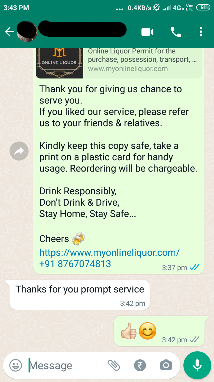 Myonlineliquor.com Testimonial 4: Thanks for you prompt service