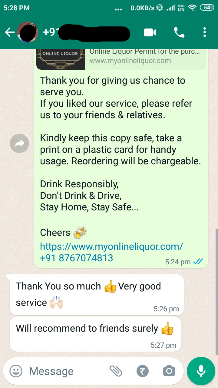 Myonlineliquor.com Testimonial 6: Thank You so much.. Very good service..!